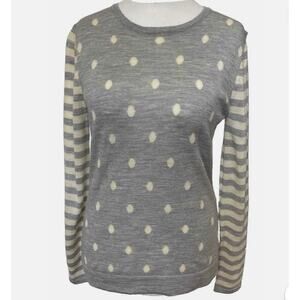 Clements Riberio knit sweater polka dot merino wool soft academia preppy soft M